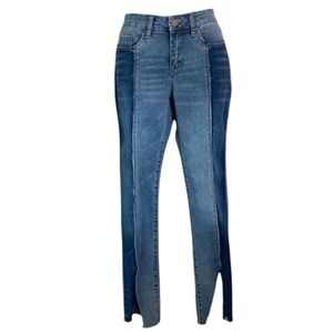 BLANK NYC jeans, 'skinny classique’, 2-tone, stonewashed, front slit. Size 27.